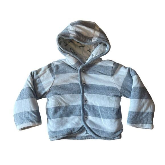Burts Bees Baby Organic Cotton Reversible Hooded Sweatshirt Size 6 to 9 Months - Picture 3 of 9